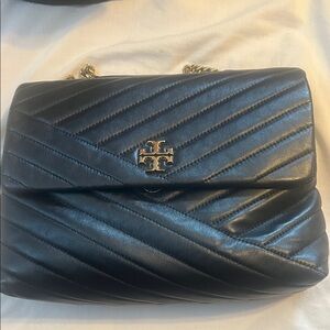 Tory Burch Black Chevron Leather Shoulder Bag